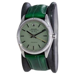 Rolex Stainless Air King with Machined Bezel Custom Finished Green Dial 1960's