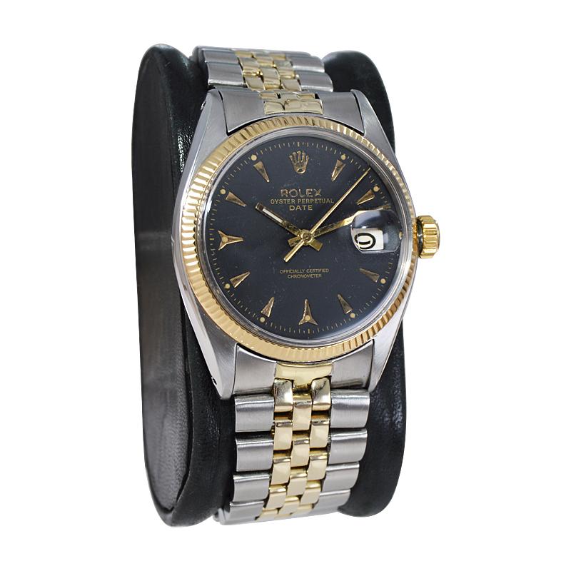 Rolex Acero y 14Kt. Oyster Perpetual Date con brazalete original. circa 1950s Moderno