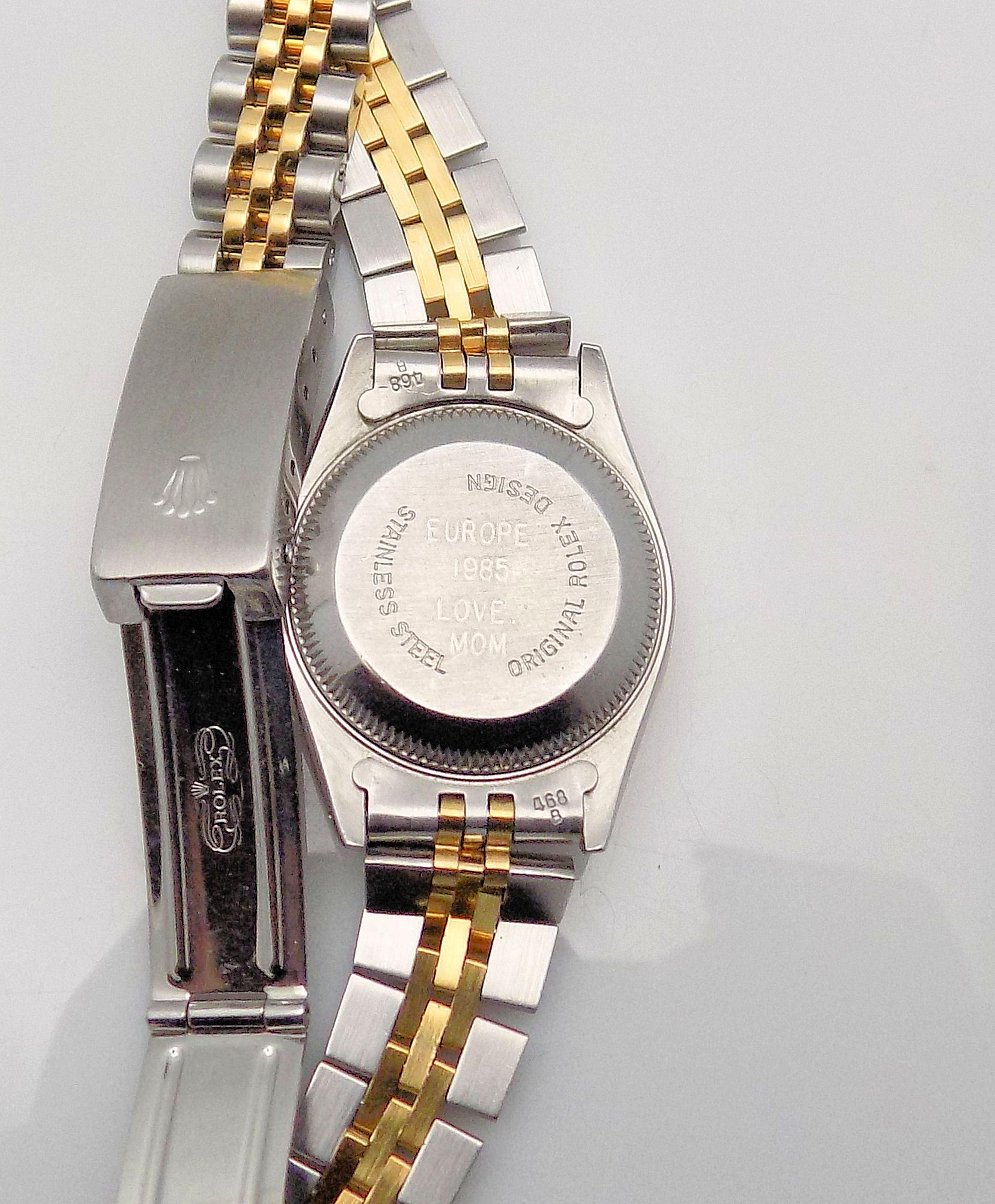 Classic Timepiece...Stainless and 18 Karat Yellow Gold Jubilee Rolex Wristwatch 1985, Serial No. 8258294; Model No. 69173, Featuring 44 Round Brilliant Diamonds in the Bezel of Approximately 0.75 Carat Total Weight, SI-2 TO I-1, I-J, Running,