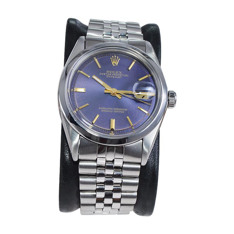 FACTORY / HOUSE: Rolex Watch Company
STYLE / REFERENCE: Datejust / Reference 1600
METAL / MATERIAL: Stainless Steel
CIRCA / YEAR: 1960's / 70's
DIMENSIONS / SIZE: Length 43mm x Diameter 36mm
MOVEMENT / CALIBER: Perpetual Winding / 26 Jewels /