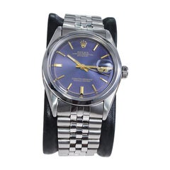 Rolex Stainless Datejust Original Blue Dial Gilt Marker & Hands Circa 1960's