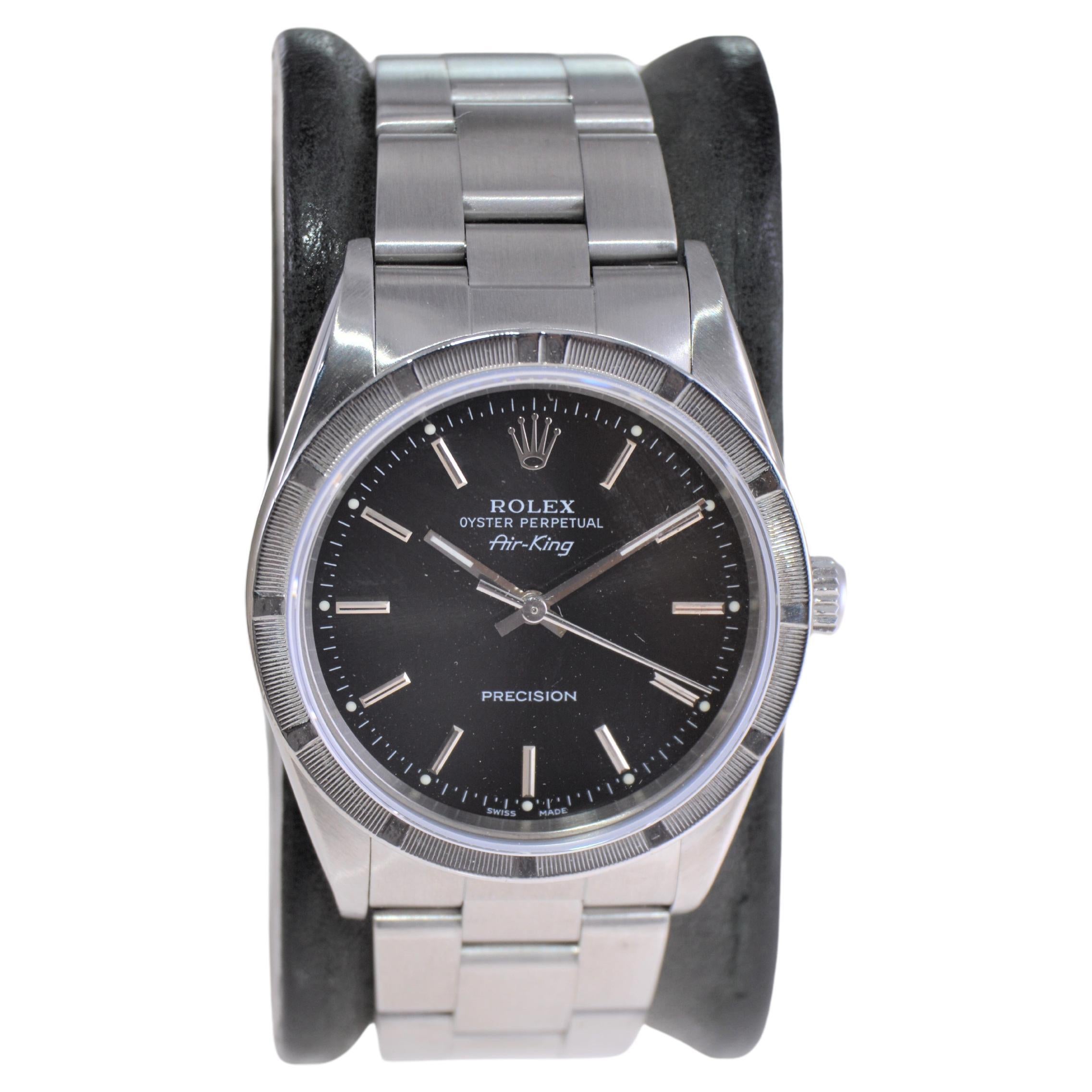 Moderne Rolex Oyster Perpetual Air-King avec boîte et papiers noirs, 2005