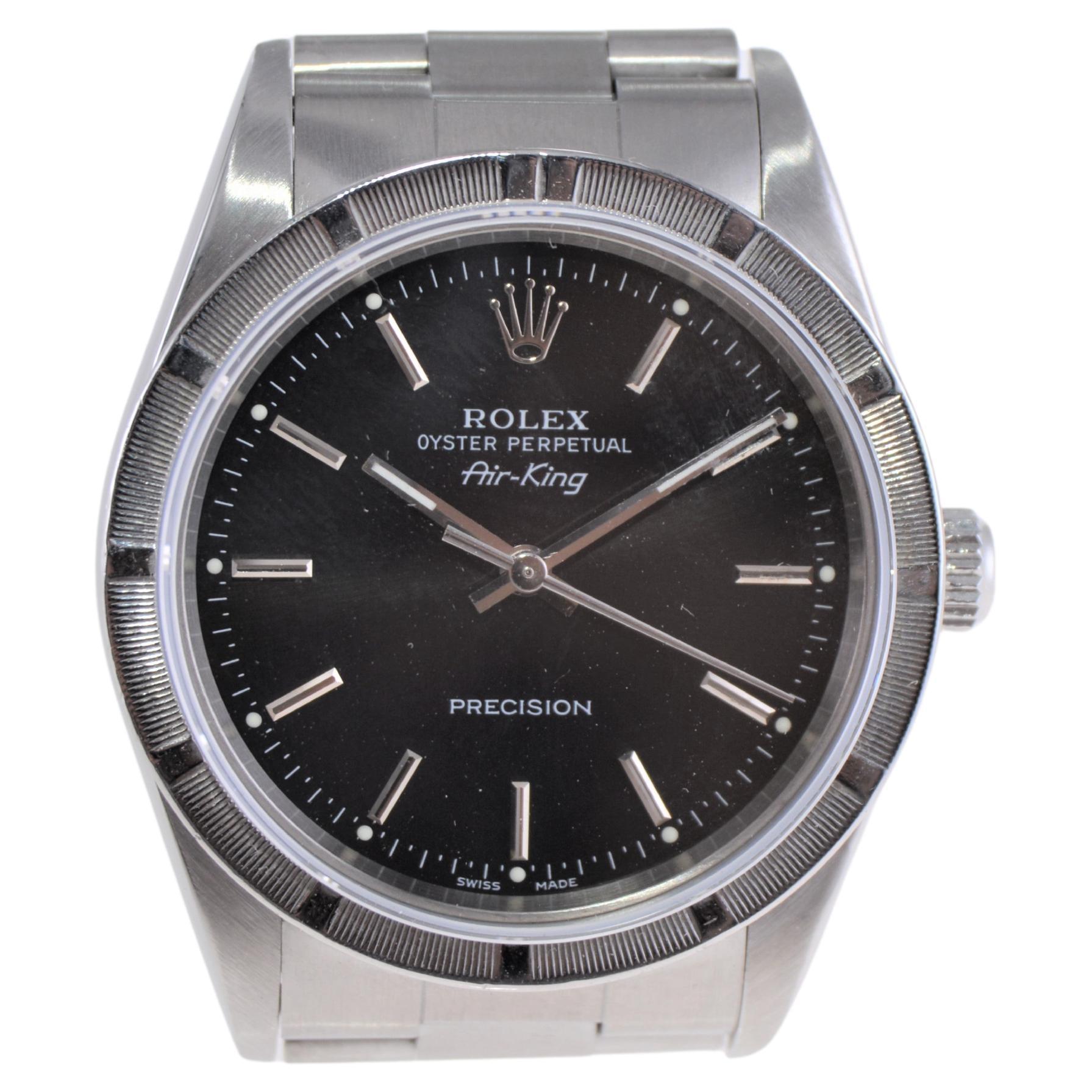 Rolex Stainless Oyster Perpetual Air-King With Black Dial Box & Papers 2005 In Excellent Condition In Long Beach, CA