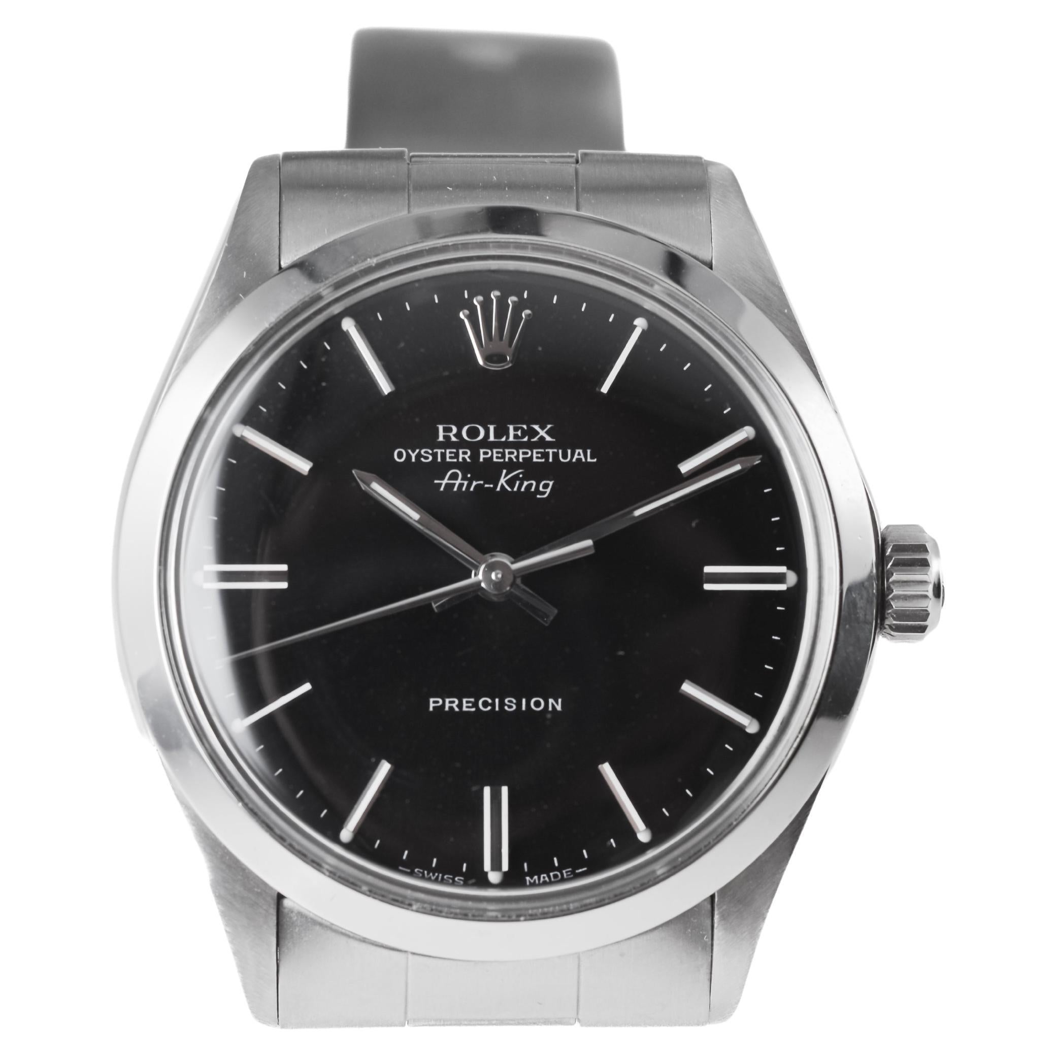 Rolex Stainless Oyster Perpetual Air King with Original Factory Black Dial For Sale 5