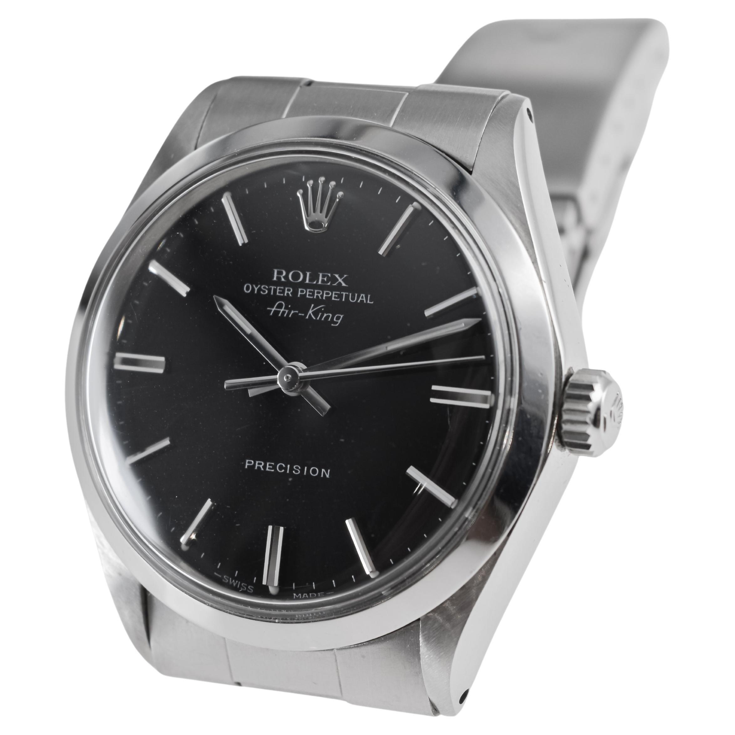 Rolex Stainless Oyster Perpetual Air King with Original Factory Black Dial For Sale 6