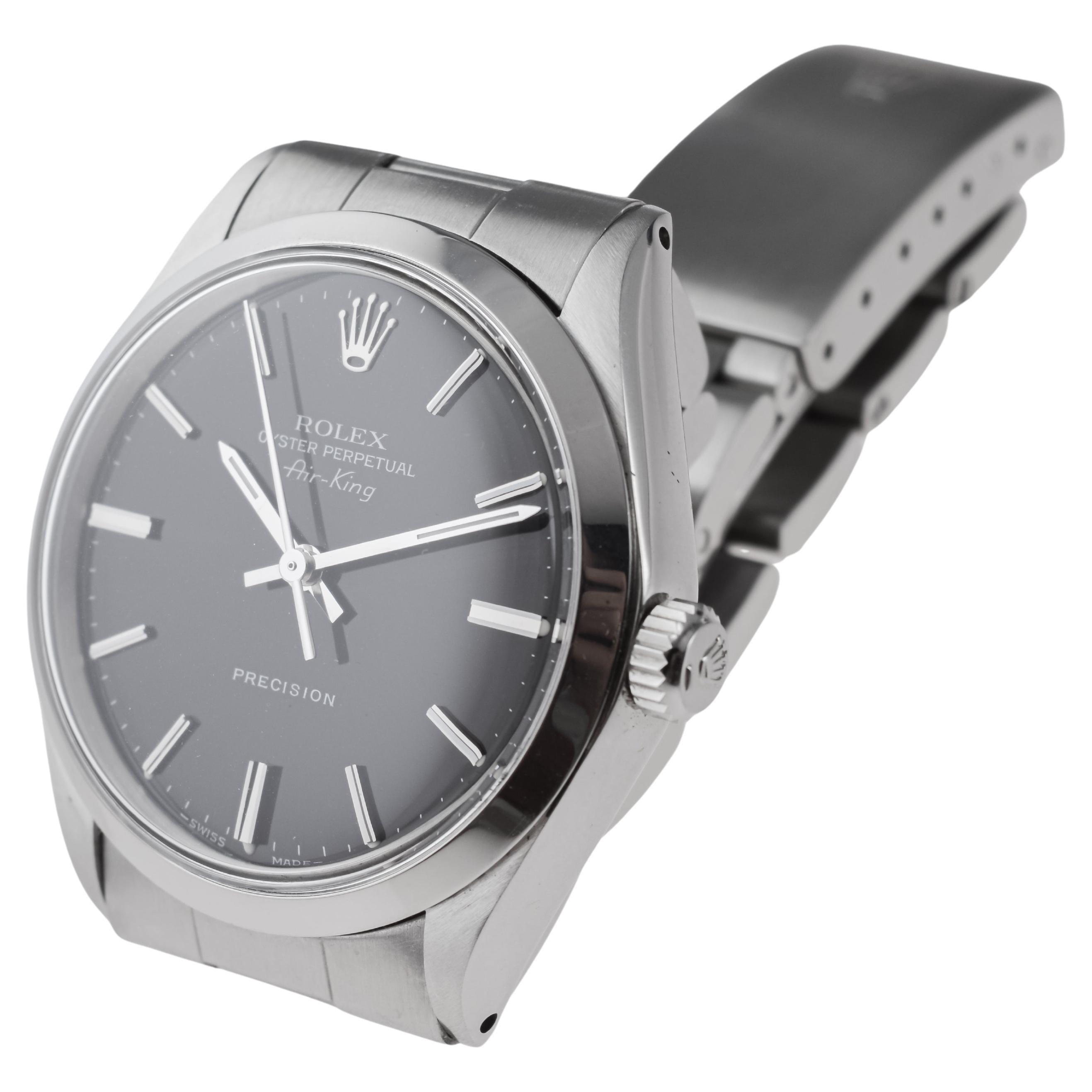 Rolex Stainless Oyster Perpetual Air King with Original Factory Black Dial For Sale 7