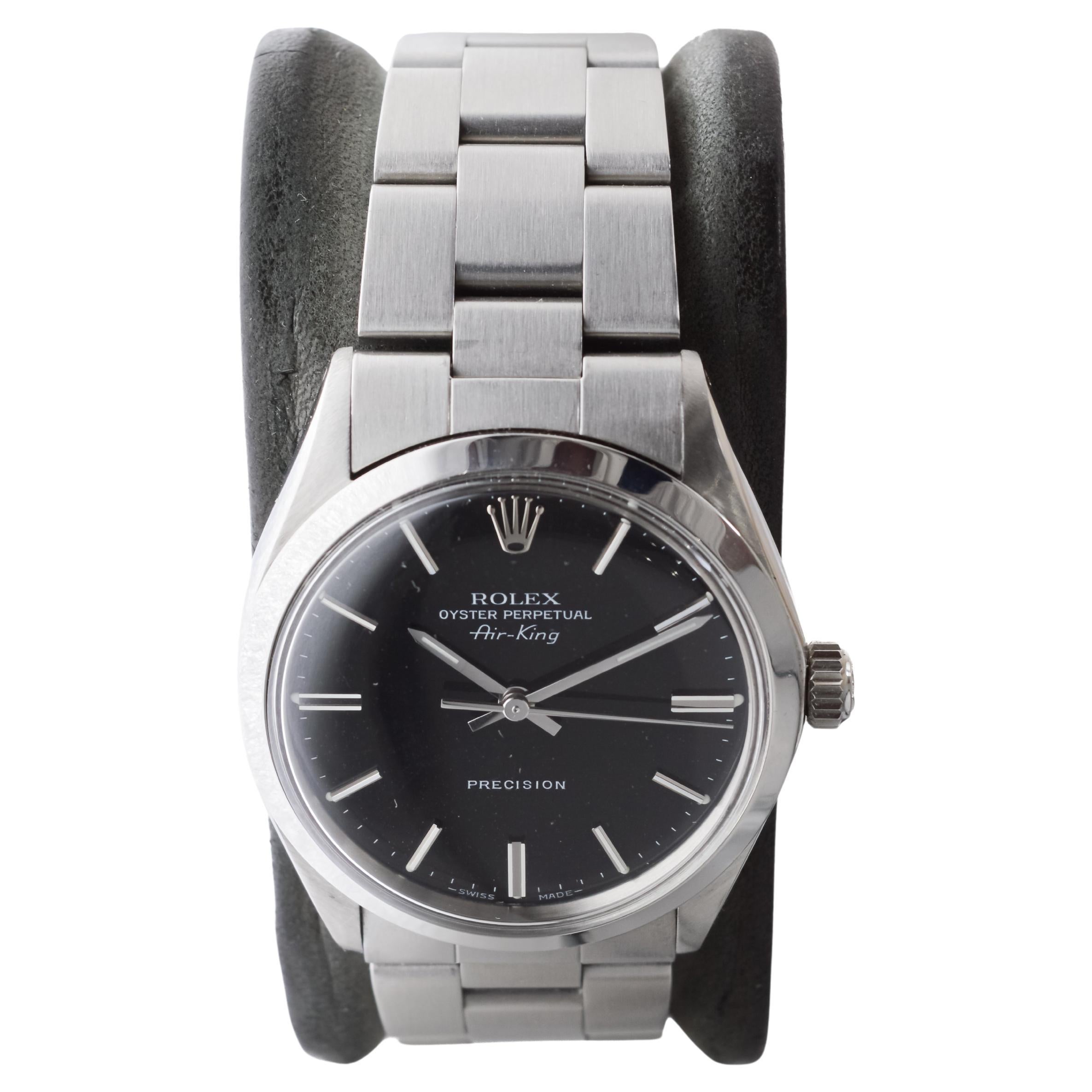 Rolex Stainless Oyster Perpetual Air King with Original Factory Black Dial For Sale 1