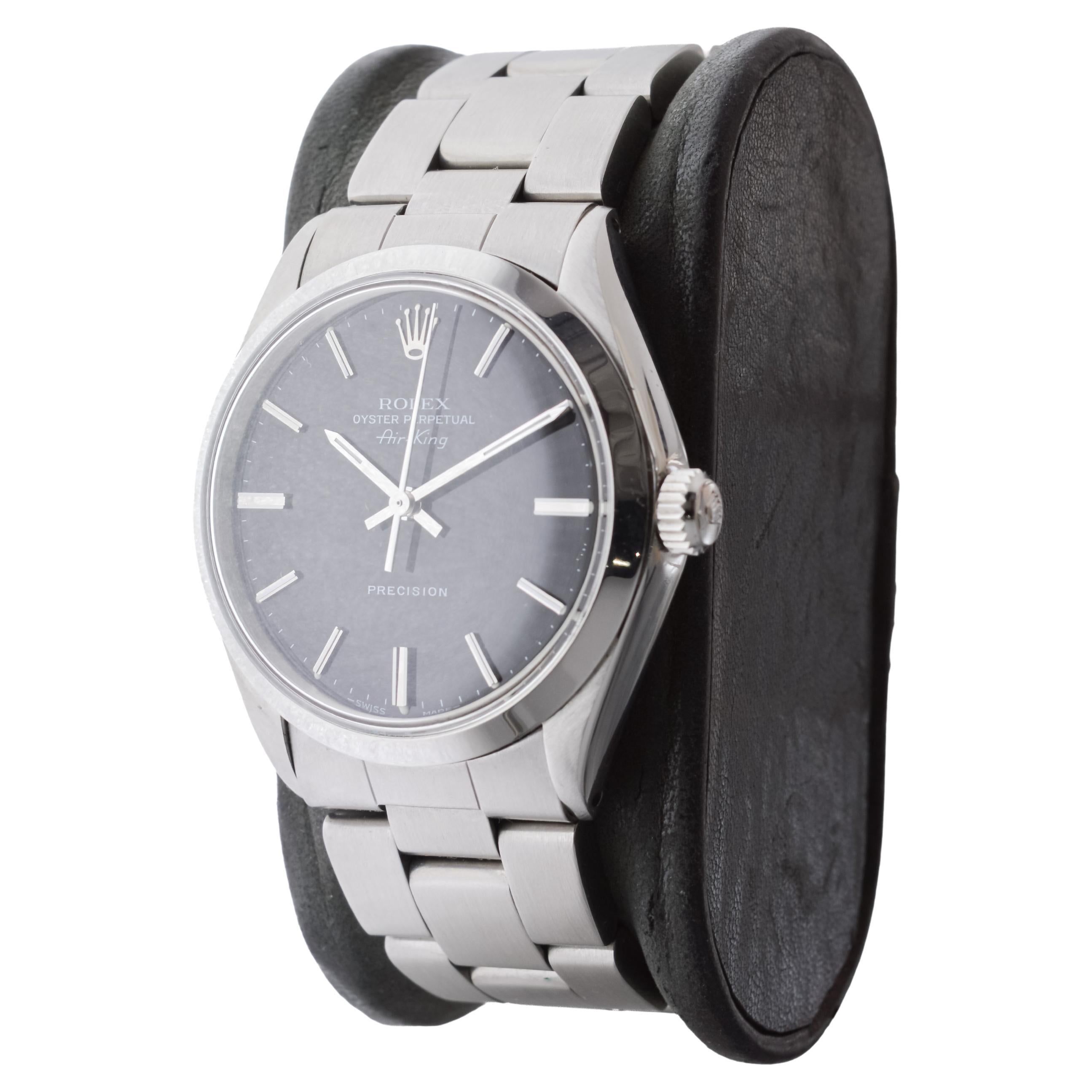 Rolex Stainless Oyster Perpetual Air King with Original Factory Black Dial For Sale 2