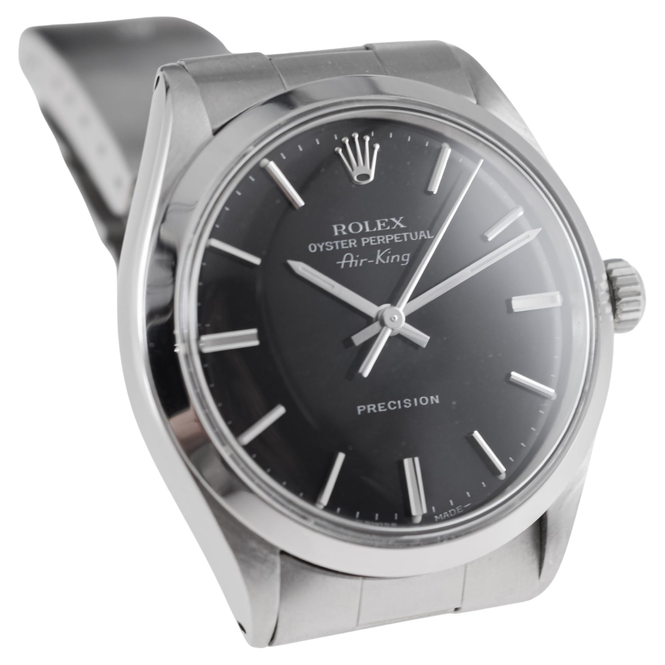 Rolex Stainless Oyster Perpetual Air King with Original Factory Black Dial For Sale 4