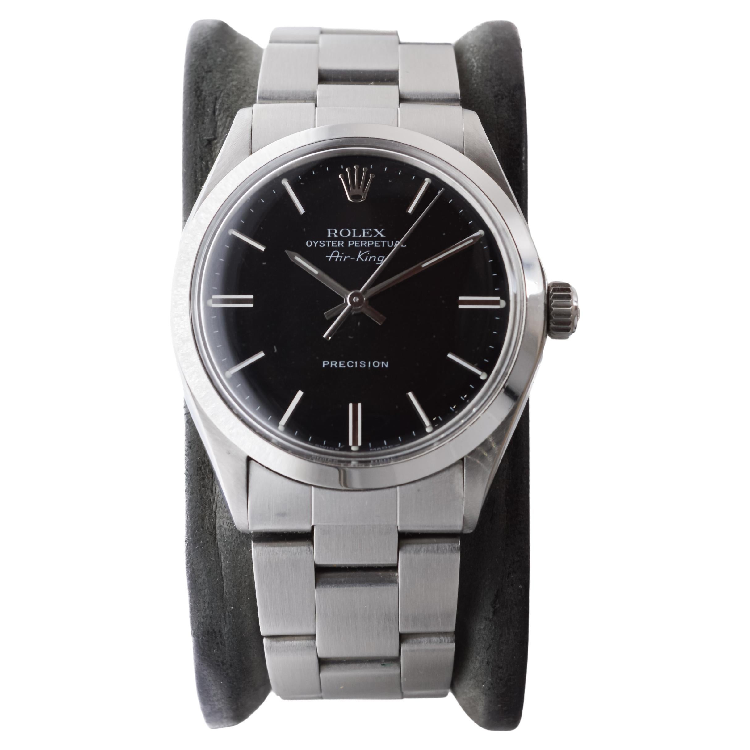 Rolex inoxidable Oyster Perpetual Air King con esfera negra original de fábrica