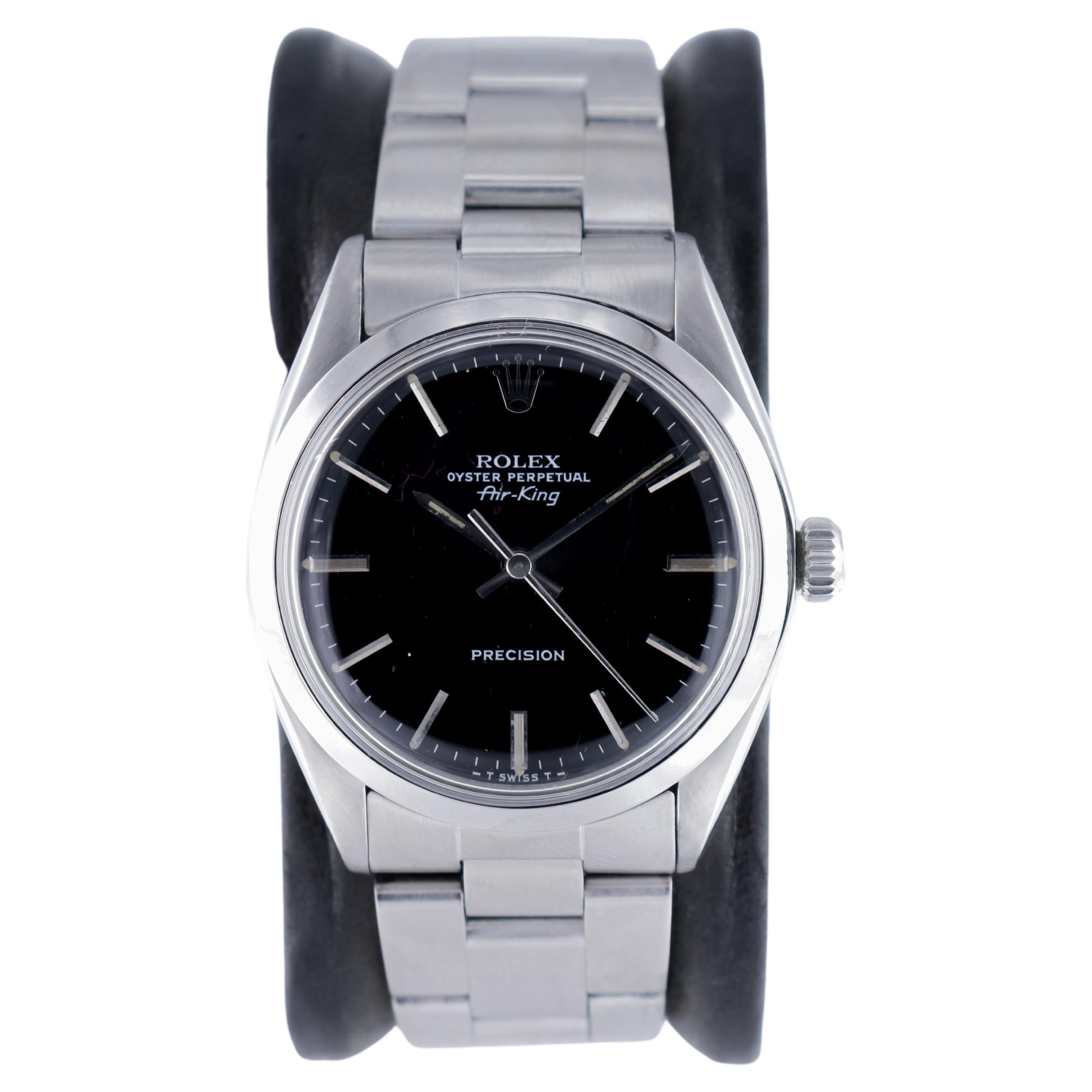 Rolex Stainless Oyster Perpetual Air-King with Original Factory Black Dial 1974 For Sale