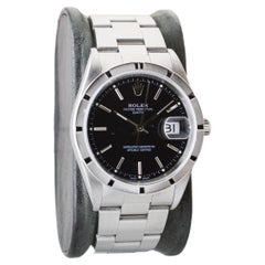 Rolex Stainless Oyster Perpetual Date With Rare Factory Original Black Dial 2002