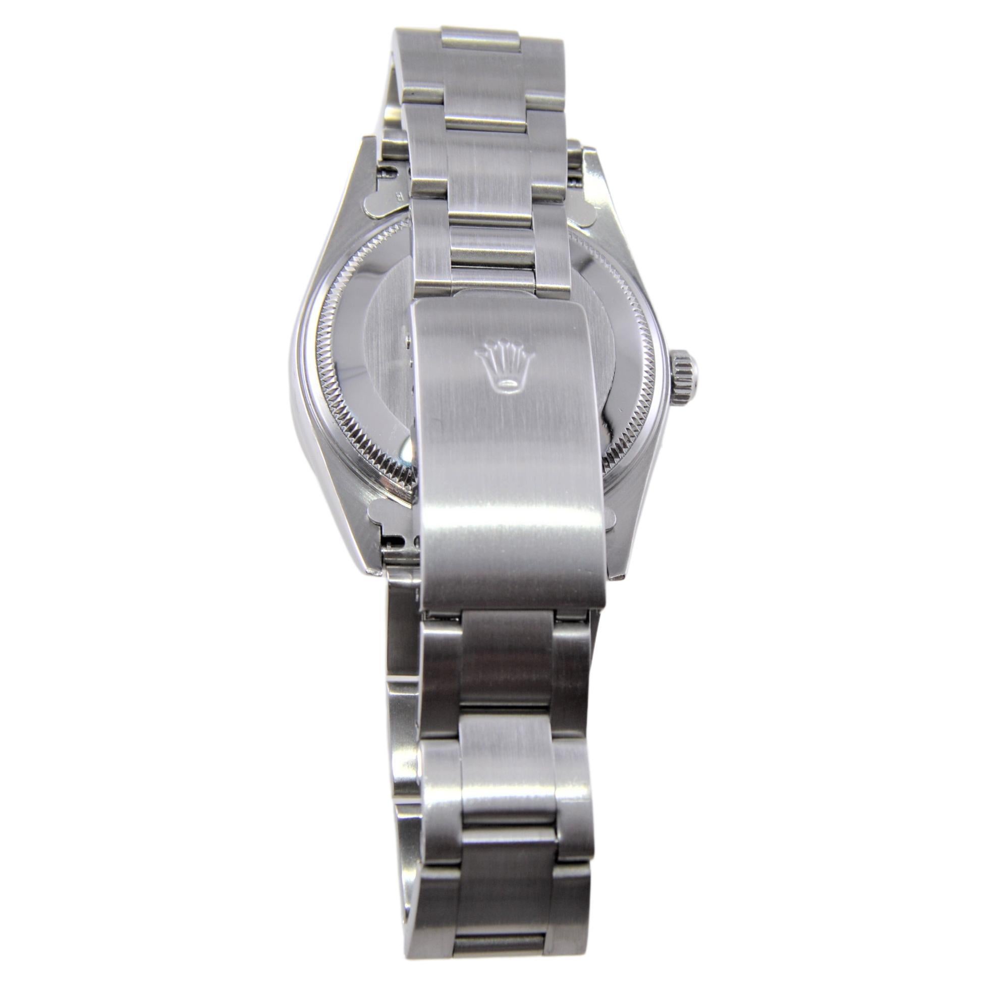 Rolex Stainless Oyster Perpetual Original Riveted Bracelet Machined Bezel 1970's For Sale 2