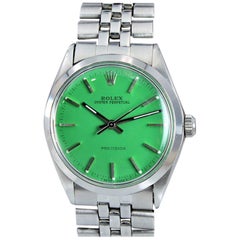 Rolex Edelstahl Oyster Perpetual Ref 1002 Custom Grünes Zifferblatt:: 1970er Jahre