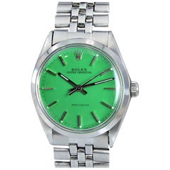 Rolex Stainless Oyster Perpetual Ref 5500 Custom Green Dial, 1970s