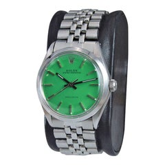 Rolex Stainless Oyster Perpetual Ref 5500 Custom Green Dial from 1973-1974