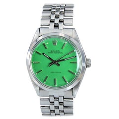 Rolex Stainless Oyster Perpetual Ref 5500 Custom Green Dial from 1973-1974