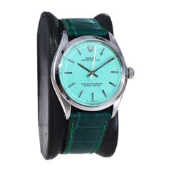 Rolex Stainless Oyster Perpetual with Custom T, Blue Dial from Mid 1970's