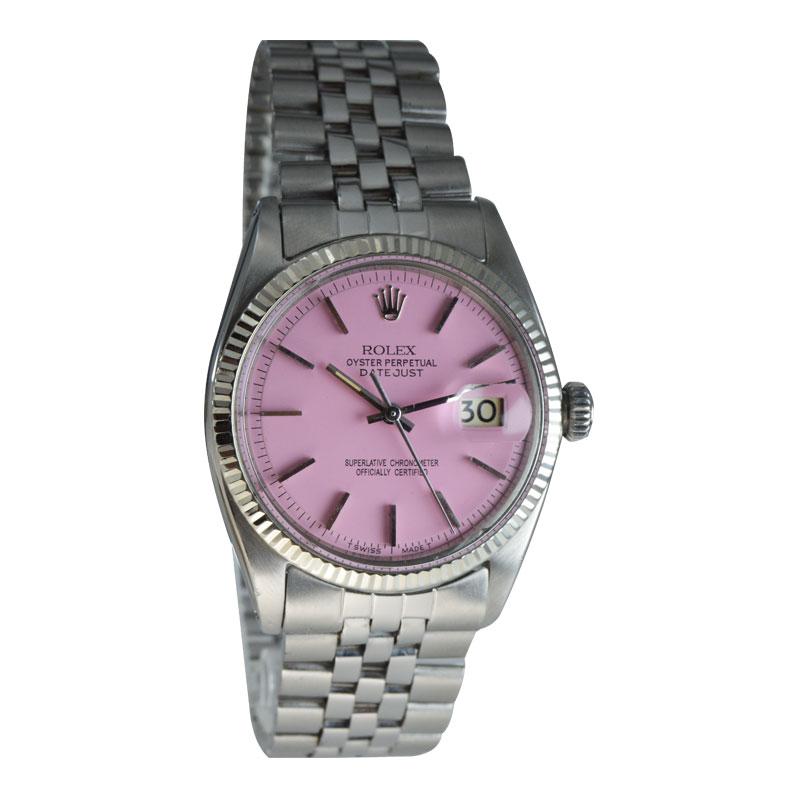 Modern Rolex Stainless Steel White Gold Fluted Bezel Datejust from 1963