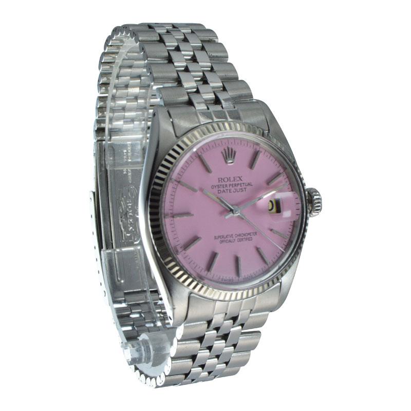 Women's or Men's Rolex Stainless Steel White Gold Fluted Bezel Datejust from 1963