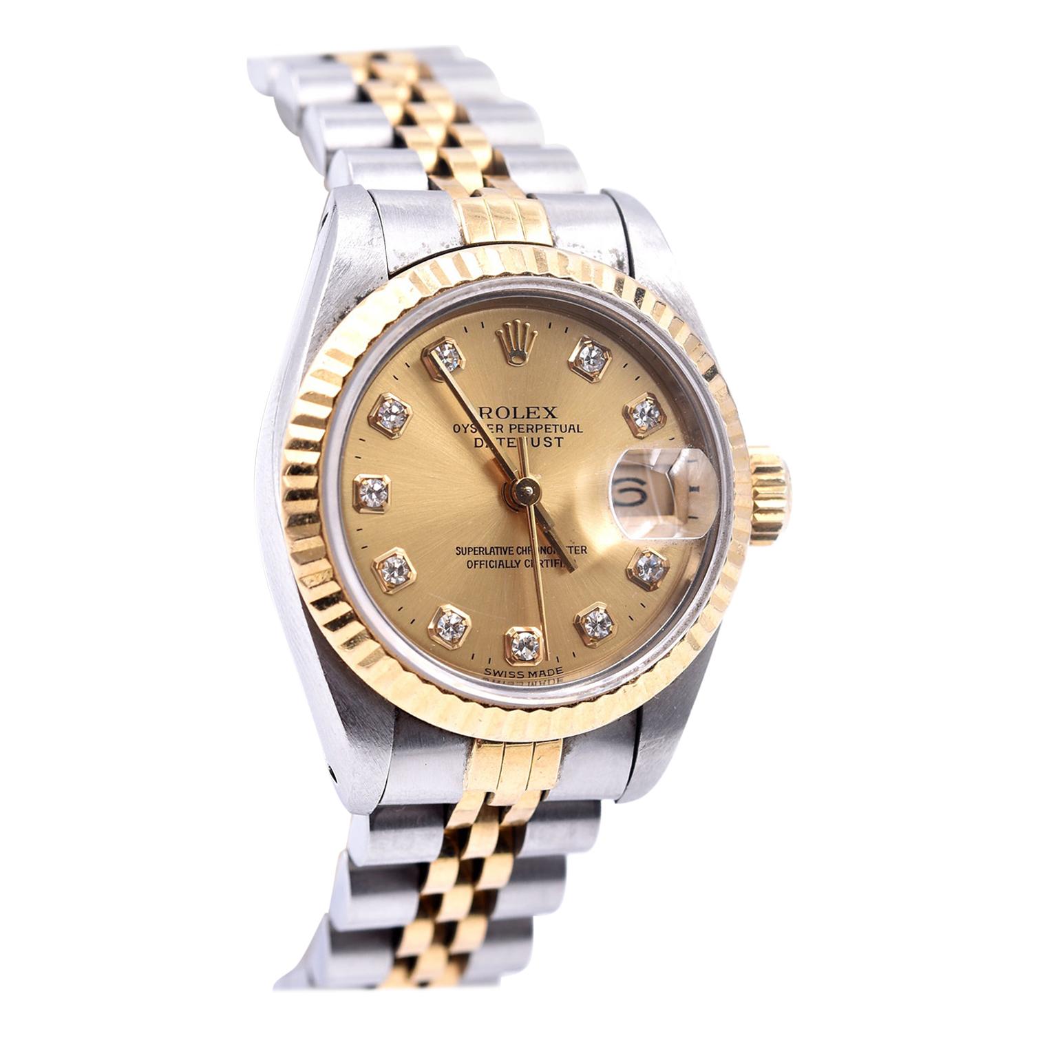 Rolex Stainless Steel/18 Karat Gold Datejust with Diamond Dial Watch Ref. 6917