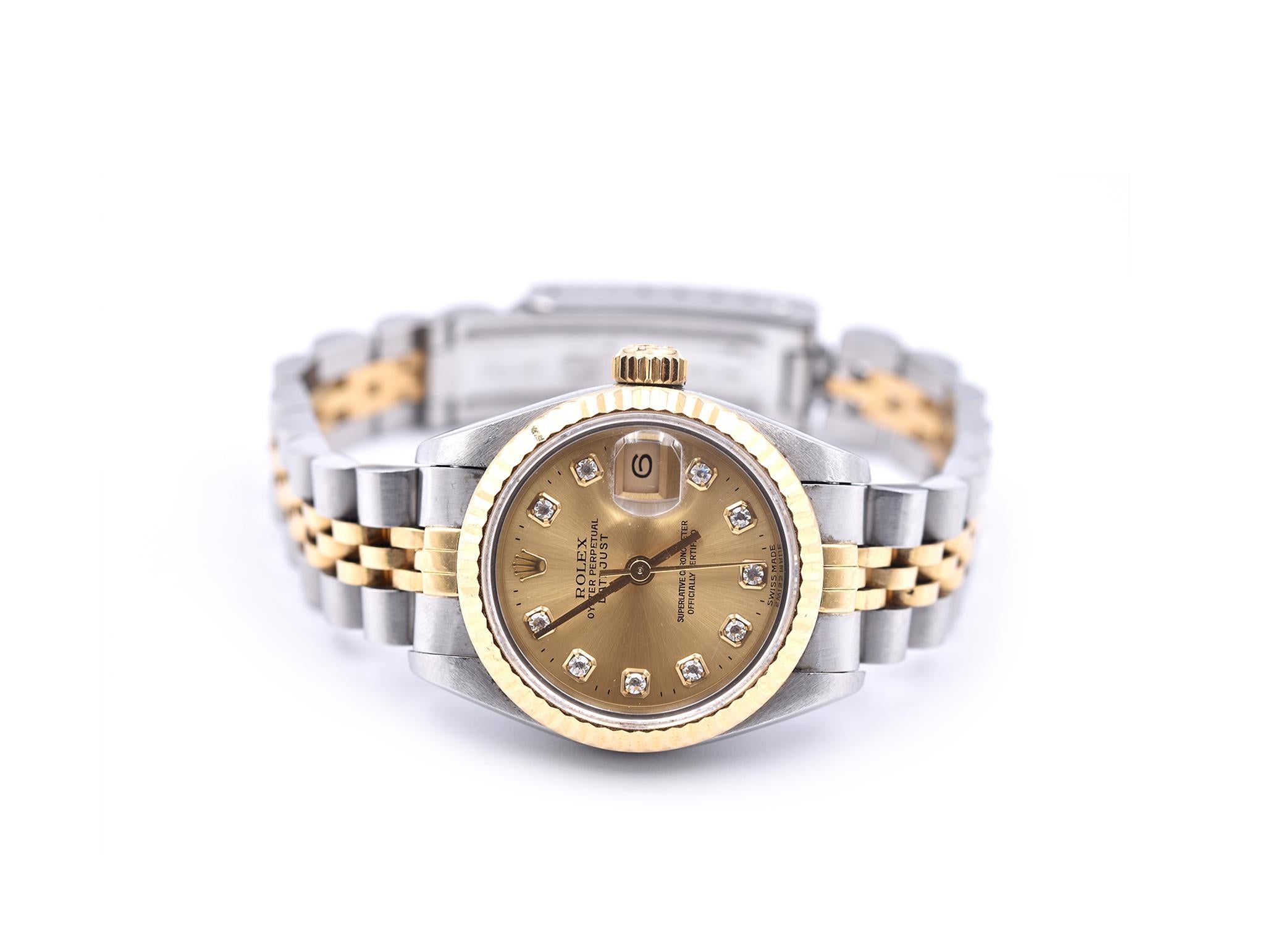 Rolex Stainless Steel/18 Karat Gold Datejust with Diamond Dial Watch Ref. 6917 In Excellent Condition In Scottsdale, AZ