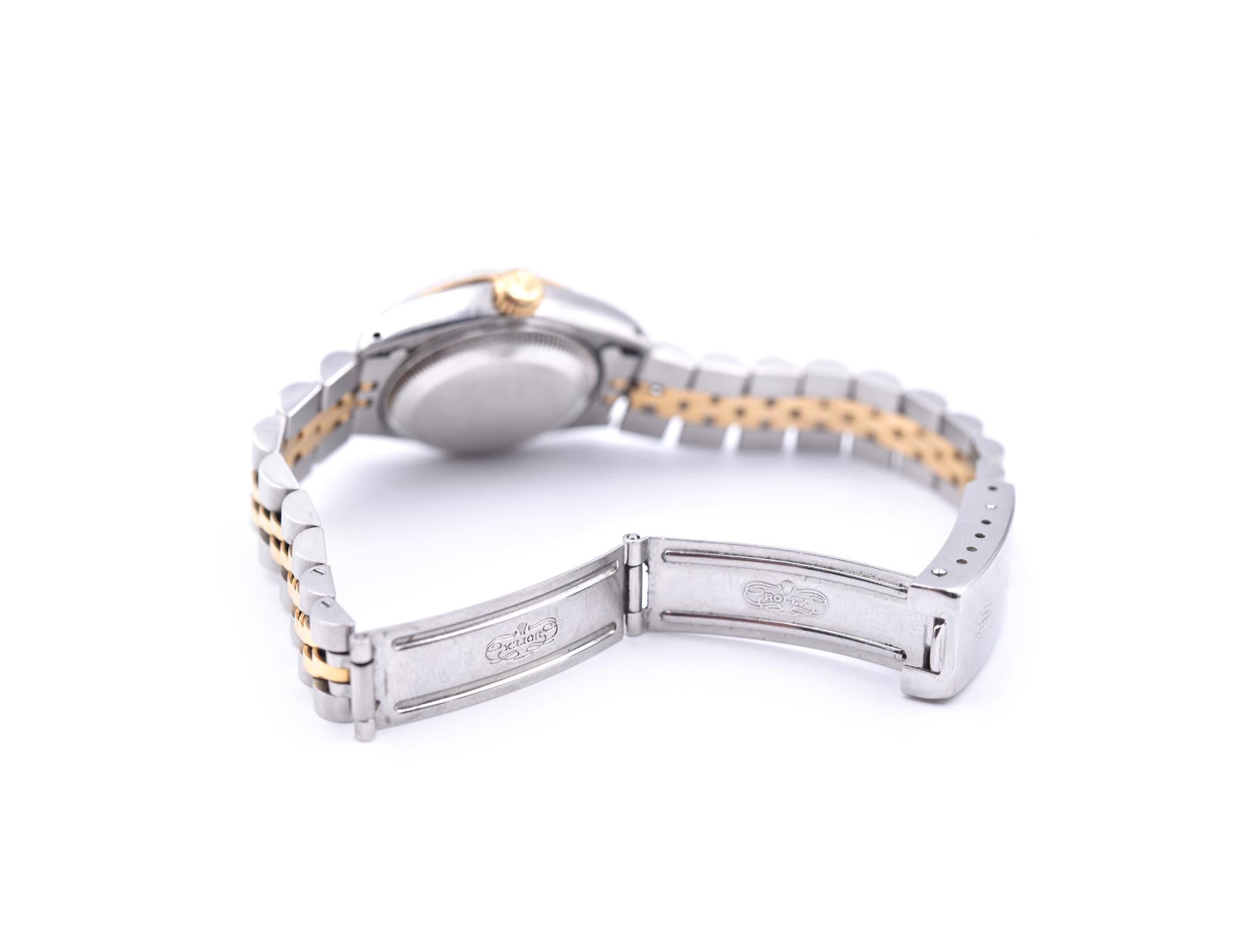 Women's or Men's Rolex Stainless Steel/18 Karat Gold Datejust with Diamond Dial Watch Ref. 6917