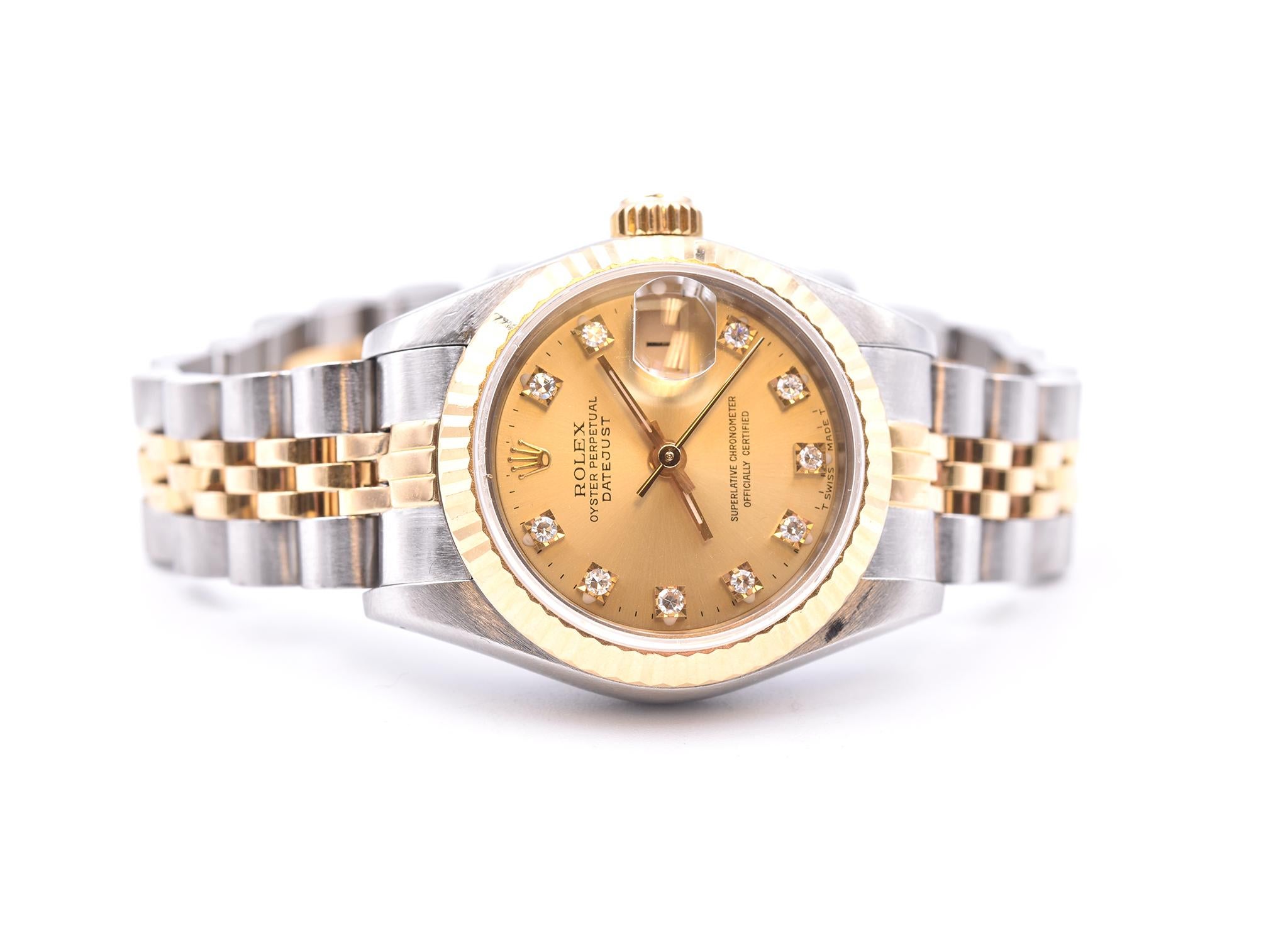 Rolex Stainless Steel/18 Karat Yellow Gold Ladies Datejust Watch Ref. 79173 In Excellent Condition In Scottsdale, AZ
