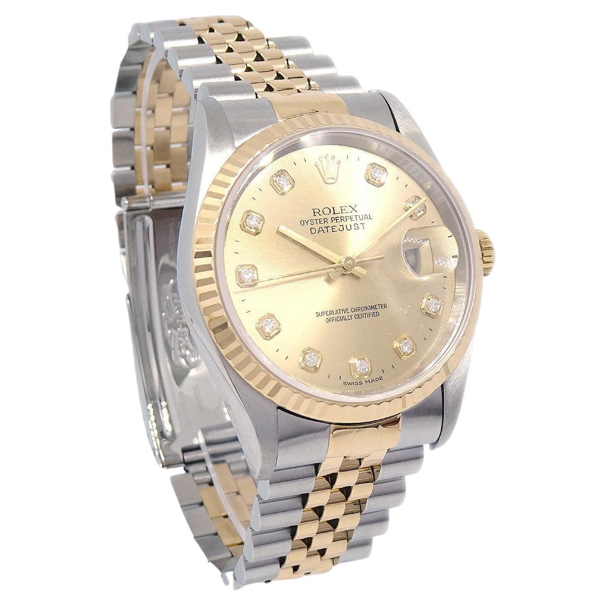 ROLEX Stainless Steel 18K Yellow Gold Oyster Perpetual Datejust Wrist Watch