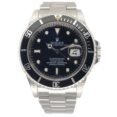 Rolex Stainless Steel 4 Line Submariner Black Bezel and Dial Wristwatch