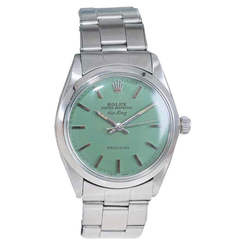 Rolex Stainless Steel Air King Custom Finish Sage Green Dial from 1969/70