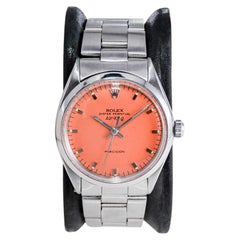 Rolex Stainless Steel Air King Custom Finished Orange Dial Late 1960's
