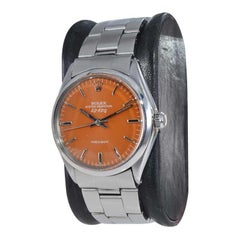 Rolex Stainless Steel Air King Custom Orange Dial, Early 1970's