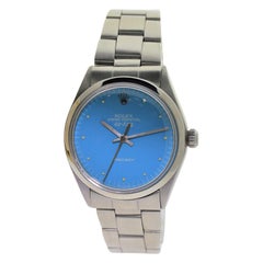 Rolex Stainless Steel Air King Custom Finished Powder Blue Dial, 1970's