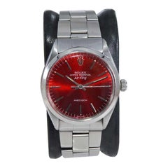 Rolex Stainless Steel Air King with Custom Candy Apple Red Dial 1970s