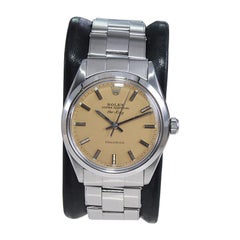 Rolex Stainless Steel Air King with a Custom Finished Beige Dial Late 1960's