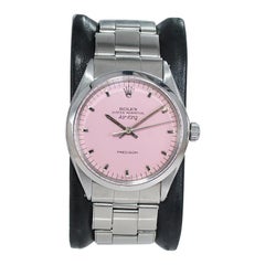 Rolex Stainless Steel Air King with a Custom Finished Hot Pink Dial Early 1970's