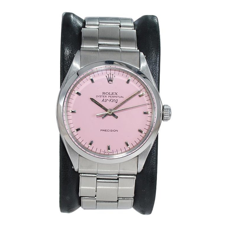 Rolex Stainless Steel Air King with a Custom Finished Hot Pink Dial Early  1970's at 1stDibs | hot pink rolex, rolex air king pink dial, rolex air  king price