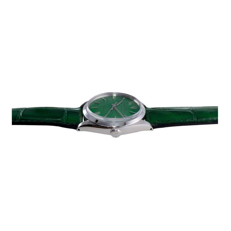 Rolex Air King avec cadran vert fini sur mesure, années 1960 en vente 7