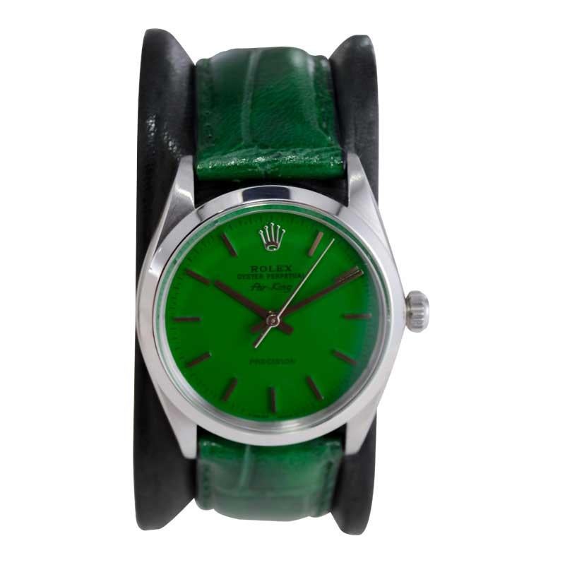 Rolex Air King avec cadran vert fini sur mesure, années 1960 Unisexe en vente