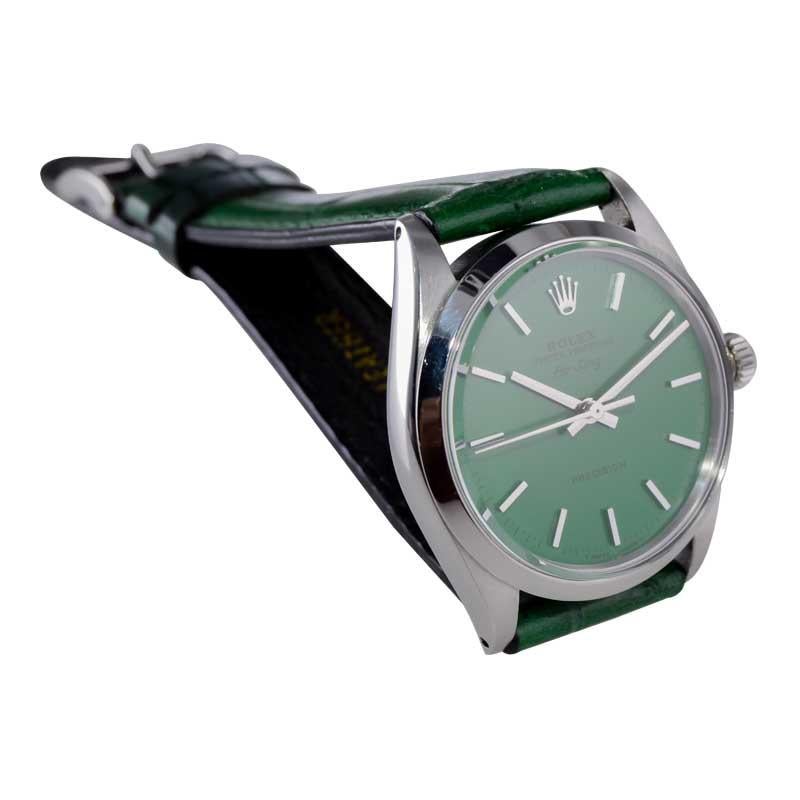 Rolex Air King avec cadran vert fini sur mesure, années 1960 en vente 2