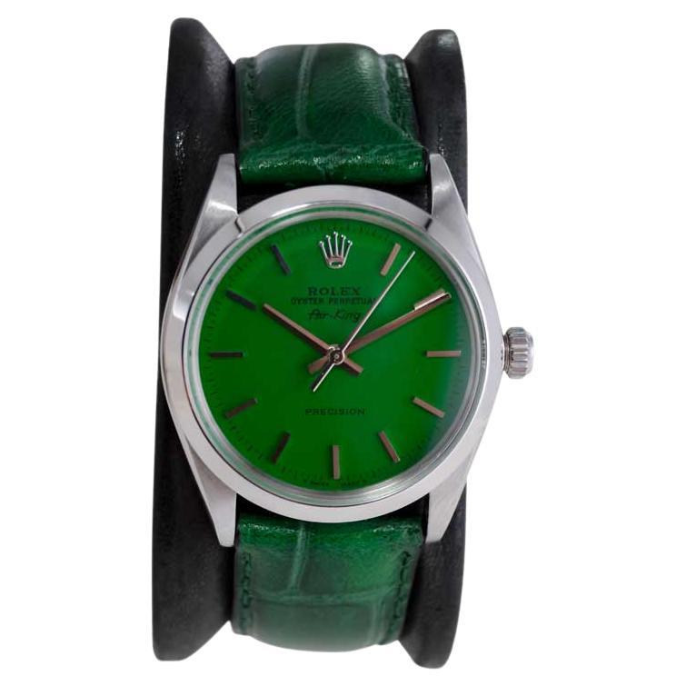 Rolex Stainless Steel Air King with Custom Finished Green Dial from 1960's