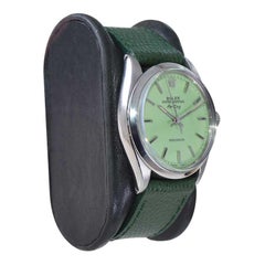 Rolex Stainless Steel Air King with Custom Finished Lime Green Dial circa 1960's