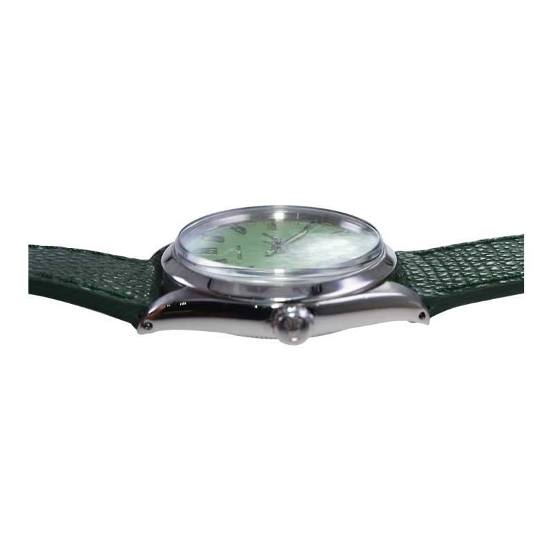 Rolex Stainless Steel Air King with Custom Finished Lime Green Dial circa 1960's 3