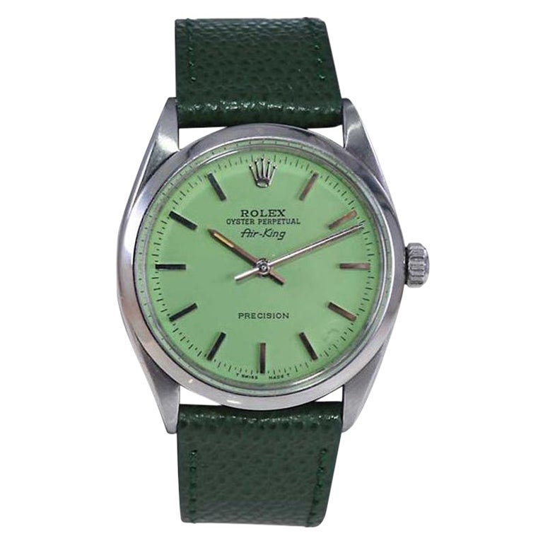 Rolex Stainless Steel Air King with Custom Finished Lime Green Dial circa 1960's