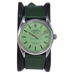 Rolex Stainless Steel Air King with Custom Finished Lime Green Dial Mid 1960's