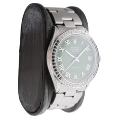 Rolex Stainless Steel Air-King with Custom Green Dial And Diamond Bezel