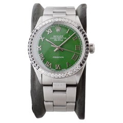 Rolex Edelstahl Air-King mit maßgefertigtem grünem Zifferblatt und Diamant-Lünette