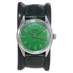Rolex Stainless Steel Air King with Custom Green Dial from Late 1970's