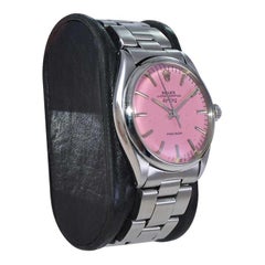 Rolex Stainless Steel Air King with Custom Made Pink Dial, circa 1970s